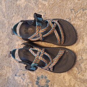 Rainbow Stripe Chaco Sandals kids size 1 with flaw